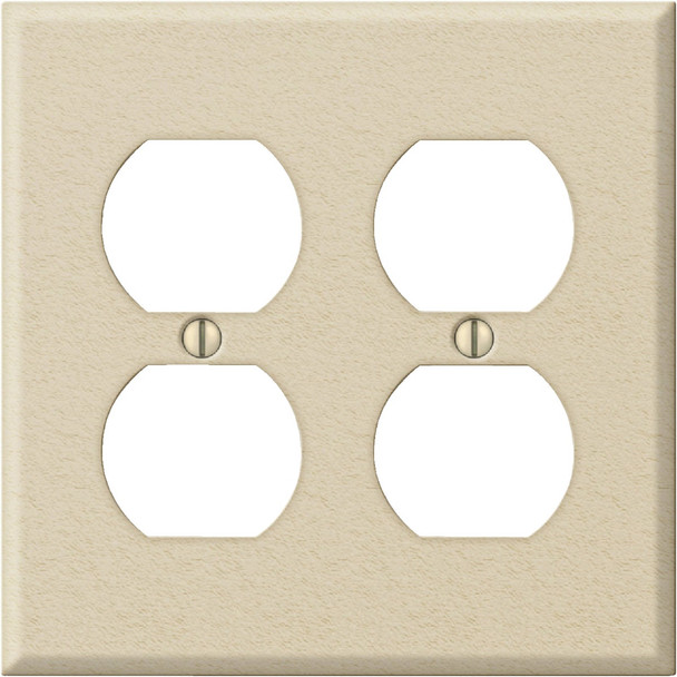 Amerelle PRO 2-Gang Stamped Steel Outlet Wall Plate, Ivory Wrinkle C982DDIV Amerelle PRO 2-Gang Stamped Steel Outlet Wall Plate, Ivory Wrinkle C982DDIV