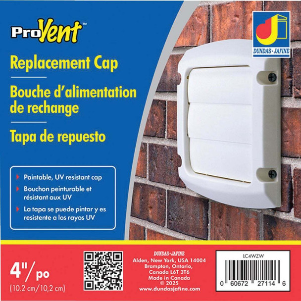 Dundas Jafine ProVent 4 In. White Plastic Replacement Vent Cap LC4WZW