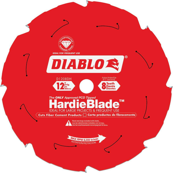 Diablo HardieBlade 12 In. 8-Tooth PCD Fiber Cement Circular Saw Blade D1208DH