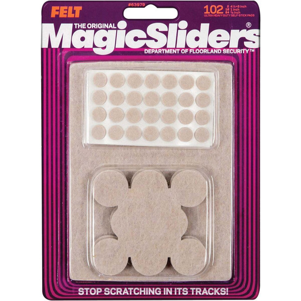 Magic Sliders Assorted Felt Round Pad Assortment,(102-Count) 63979