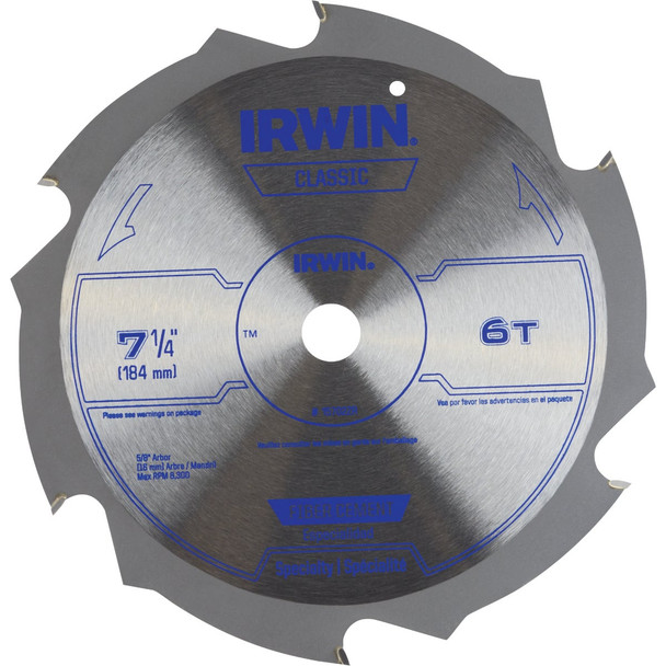 Irwin Classic Series 7-1/4 In. 6-Tooth Fiber Cement Circular Saw Blade 15702ZR