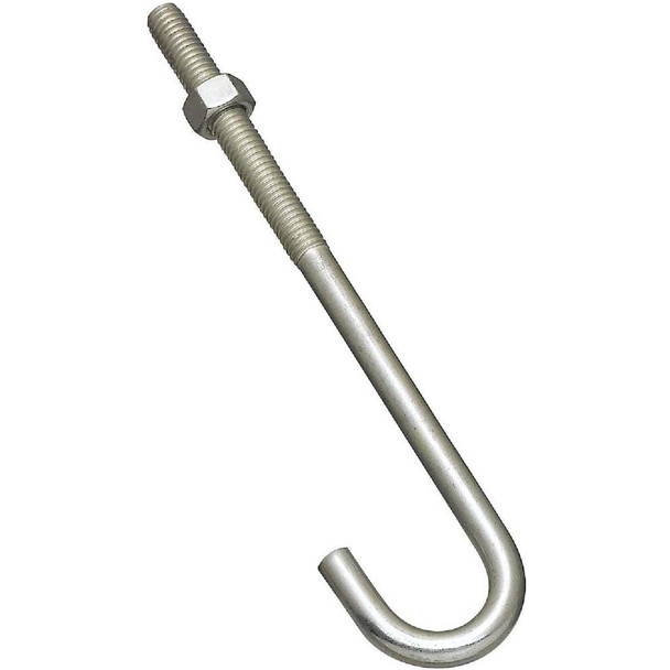 National Hardware 3/8 In. x 7 In. Zinc J Bolt N232-967 Pack of 10