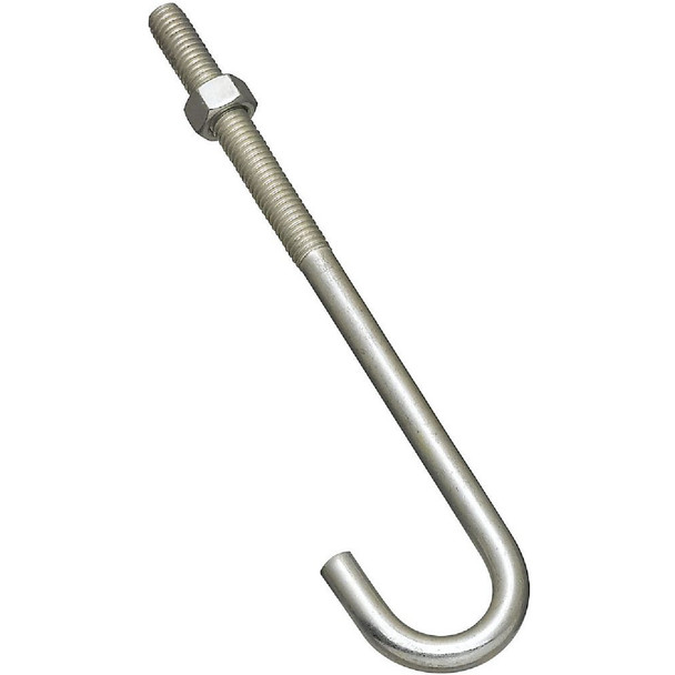 National Hardware 3/8 In. x 7 In. Zinc J Bolt N232-967 Pack of 10