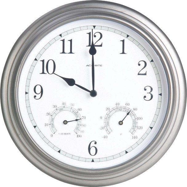 Acurite 13.5" Metal Indoor/Outdoor Clock Thermometer 00920A4