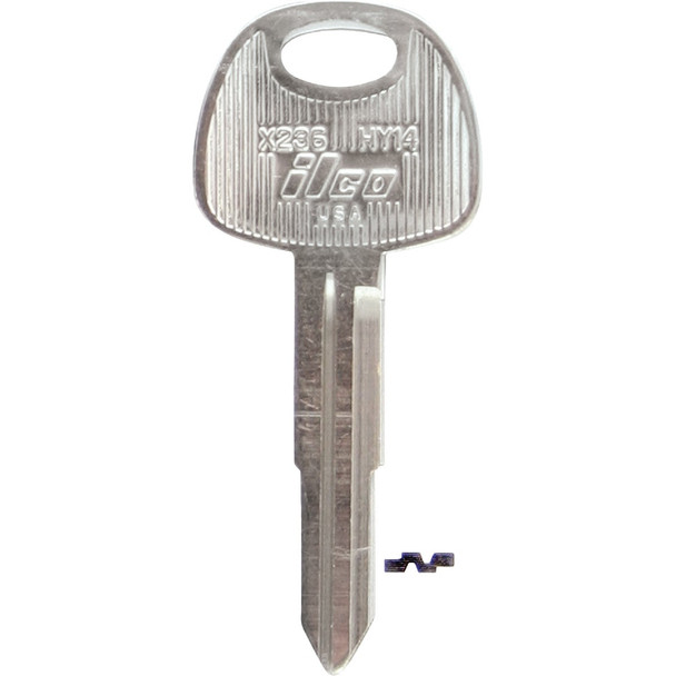 ILCO Hyundai Nickel Plated Automotive Key, HY14 / X236 (10-Pack) IAF01626002