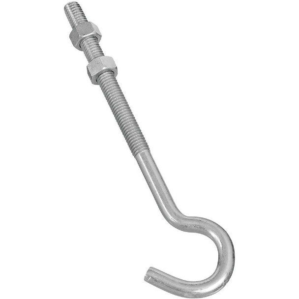 National Hardware 3/8 In. x 7 In. Zinc Hook Bolt N221-697 Pack of 10