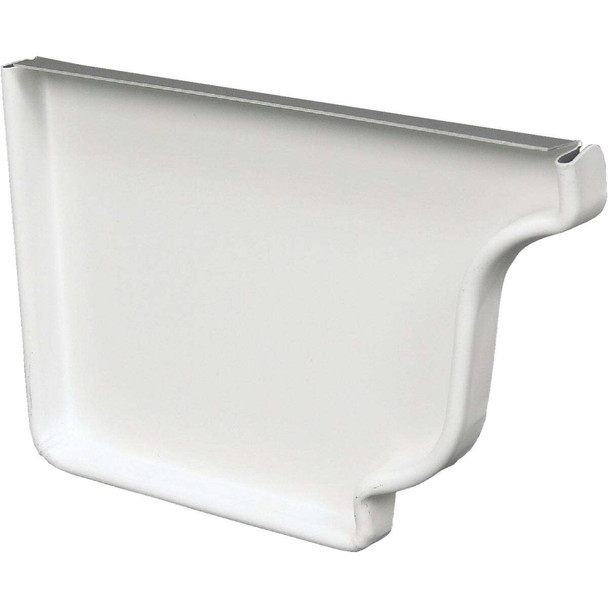Amerimax 5 In. Galvanized White Left Gutter End Cap 33005