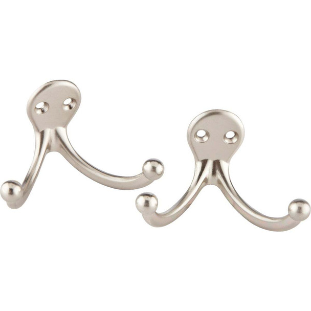 National Hardware Satin Nickel Double Clothes Hook (2-Pack) N325-522