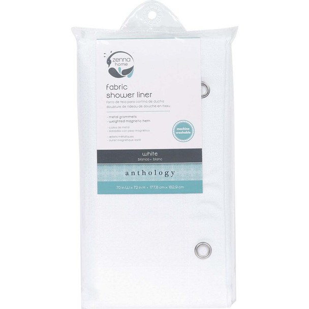 Zenith Zenna Home 70 In. x 72 In. White Fabric Shower Curtain H20WW