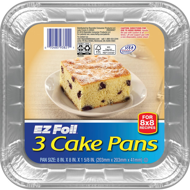 EZ Foil 8 In. Square Cake Pan (3-Count) Z93821 Pack of 12