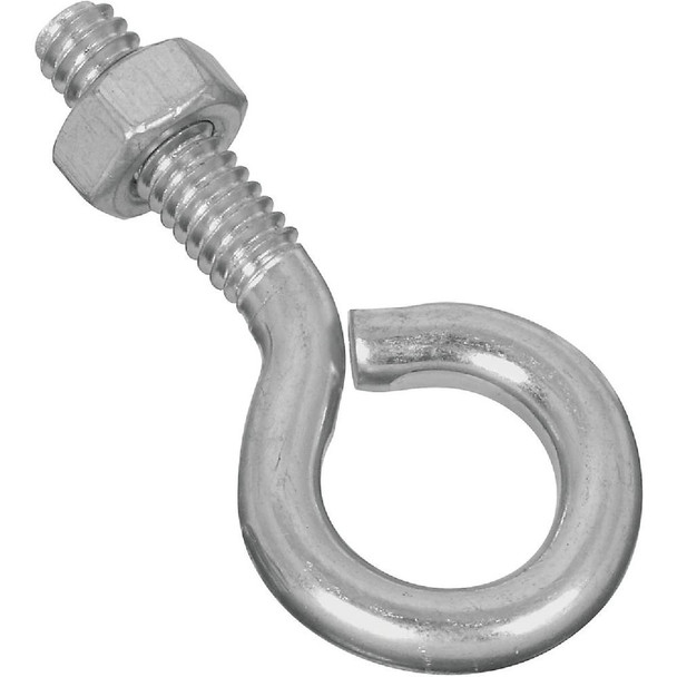 National Hardware 1/4 In. x 2 In. Zinc Eye Bolt with Hex Nut N221-085 Pack of 20