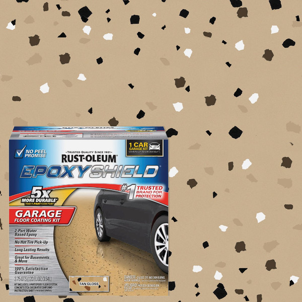 Rust-Oleum EPOXYSHIELD Gloss Garage Floor Coating Kit, Tan, 120 Oz. 251966