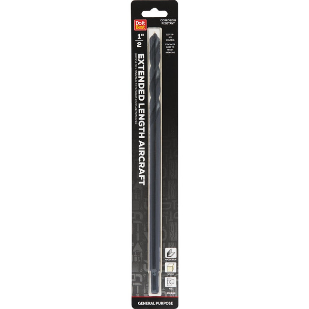 Do it Best 1/2 In. x 12 In. Black Oxide Extended Length Drill Bit QJDIB-BODB-049