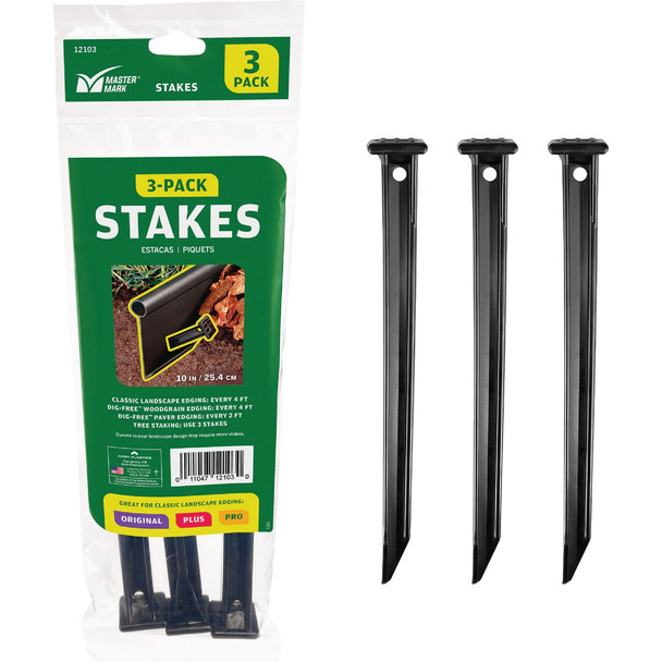 Master Mark 10 In. ABS Black Multipurpose Landscape Stakes (3-Pack) 12103