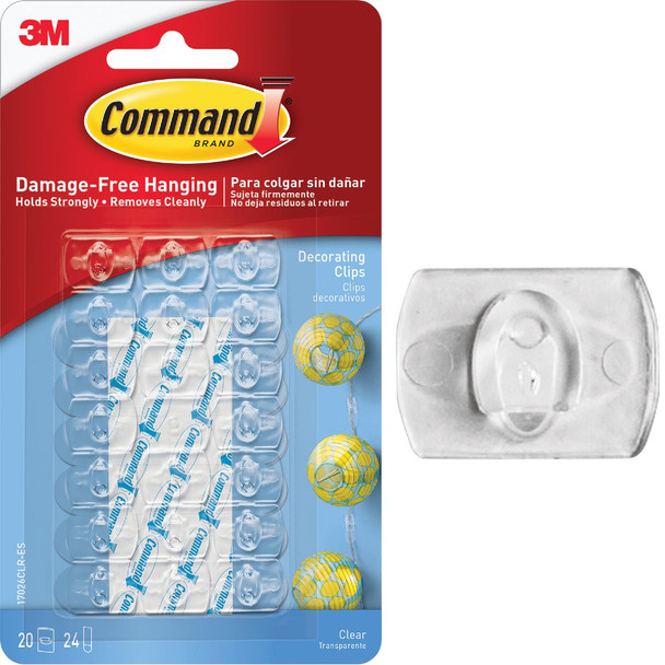 Command Clear Decorating Clips, 20 Clips, 24 Strips 17026CLR-ES-20PK
