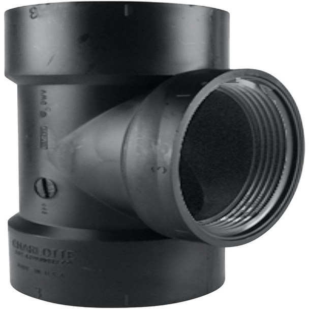 Charlotte Pipe 1-1/2 In. Hub x Hub x FIP Test ABS Cleanout Tee ABS 00445  0600HA