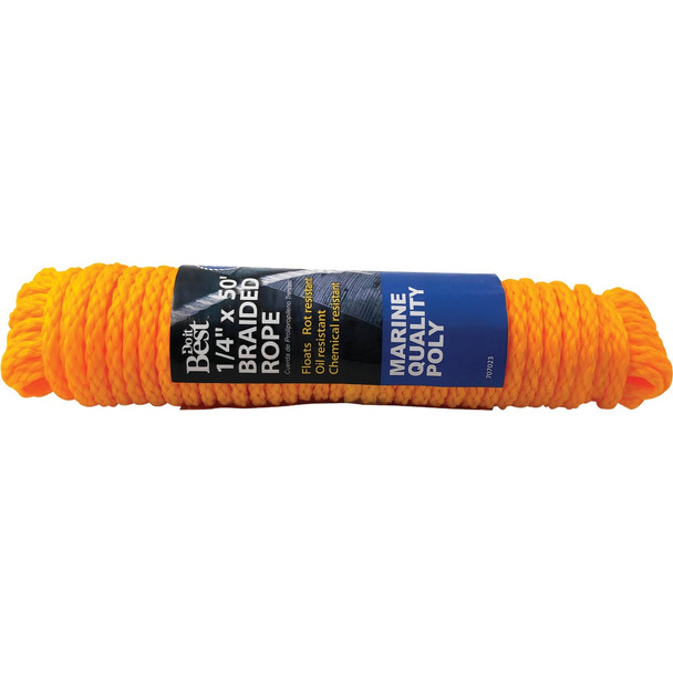 Do it Best 1/4 In. x 50 Ft. Yellow Braided Polypropylene Packaged Rope 707023