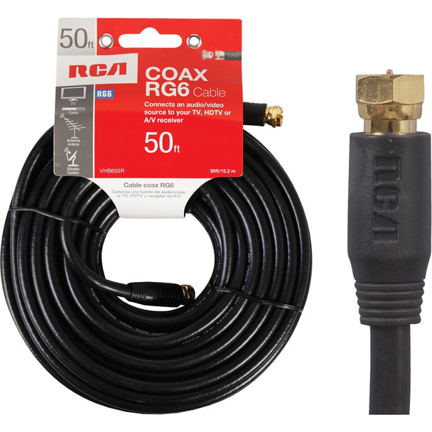 RCA 50 Ft. Black Digital RG6 Coaxial Cable VHB655R