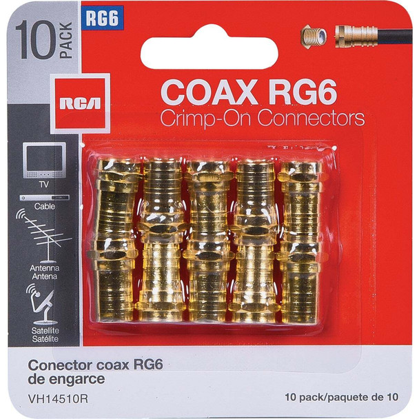 RCA RG6 Crimp-On Coaxial F-Connector (10-Pack) VH14510R