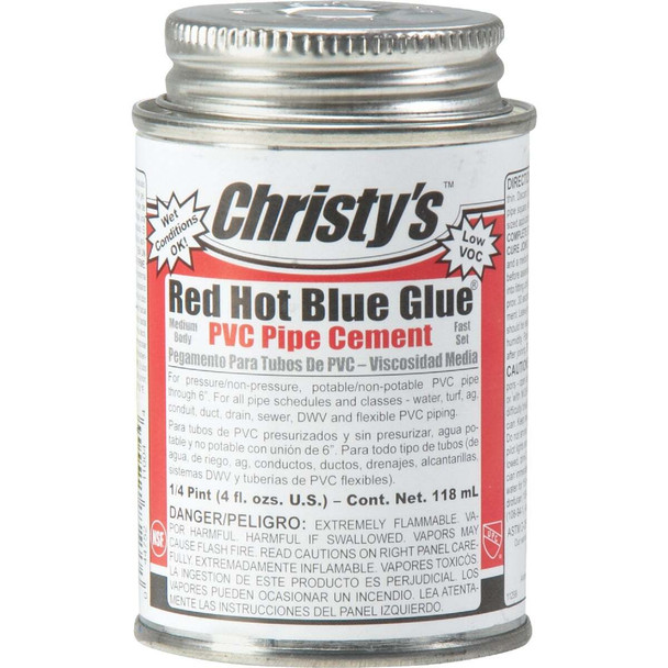 Christy's 4 Oz. Low VOC Red Hot Blue Glue PVC Cement 505200