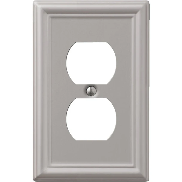 Amerelle Chelsea 1-Gang Stamped Steel Outlet Wall Plate, Brushed Nickel 149DBN