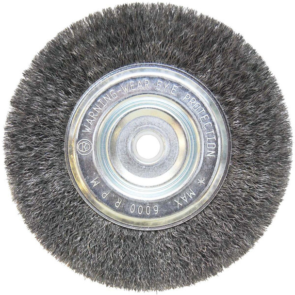 Weiler Vortec 6 In. Crimped, Fine 5/8 Bench Grinder Wire Wheel 36002