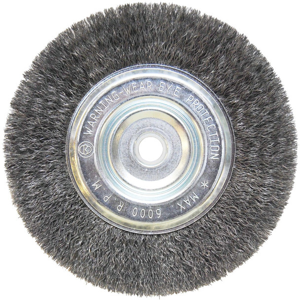Weiler Vortec 6 In. Crimped, Fine 5/8 Bench Grinder Wire Wheel 36002