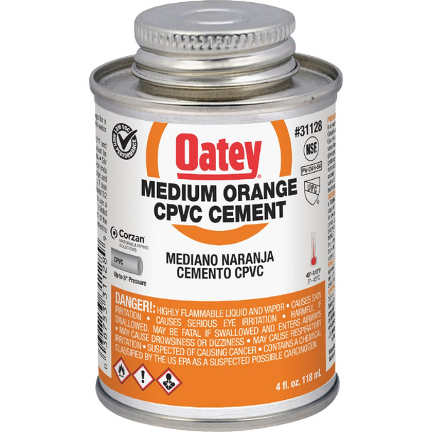 Oatey 4 Oz. Medium Bodied Orange CPVC Cement 31128