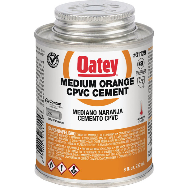 Oatey 8 Oz. Medium Bodied Orange CPVC Cement 31129