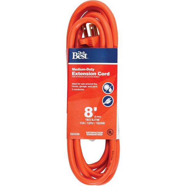Master Electrician 8 Ft. 16/3 Outdoor Extension Cord OU-JTW-163-8-OR