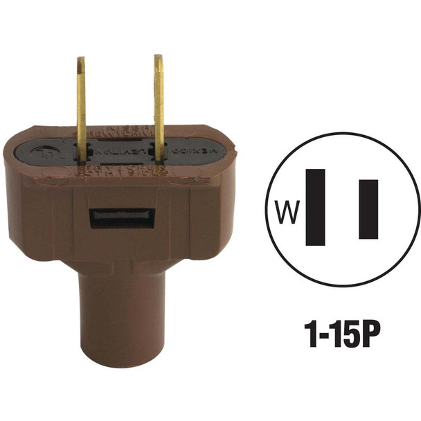 Do it 15A 125V 2-Wire 2-Pole Vinyl Cord Plug, Brown C20-48643-000