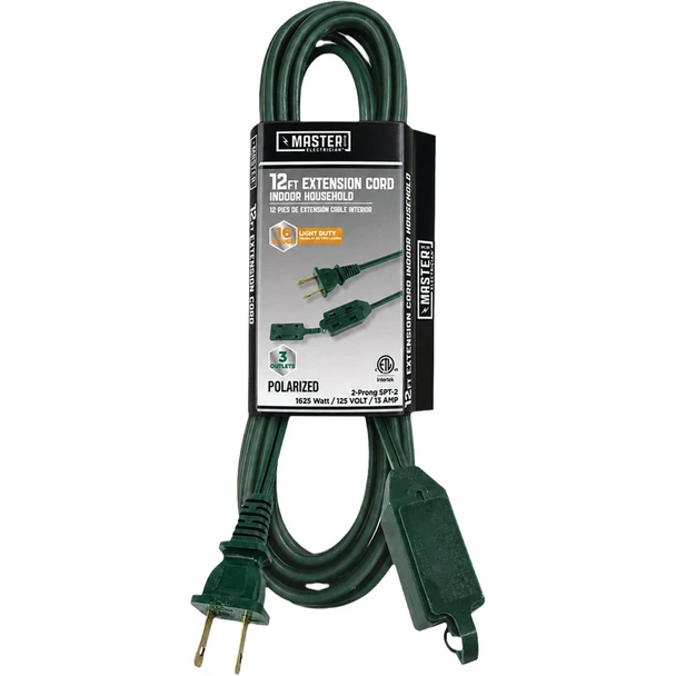 Master Electrician 12 Ft. 16/2 Green Cube Tap Extension Cord 09453ME