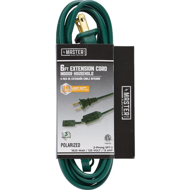 Master Electrician 6 Ft. 16/2 Green Cube Tap Extension Cord 09451ME