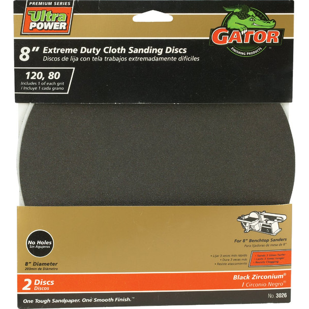 Gator Blade 8 In. 120/80 Grit Stick-On Sanding Disc (2-Pack) 3026