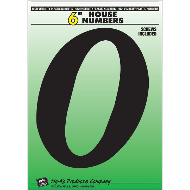 Hy-Ko 6 In. Black Gloss House Number Zero 30210