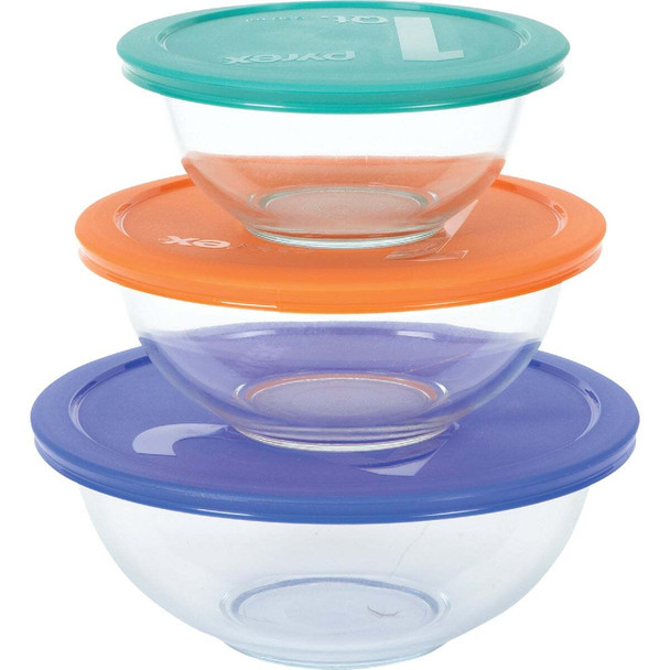 Pyrex Smart Essentials Covered Glass Pyrex Bowl Set (6-Piece) 1071025
