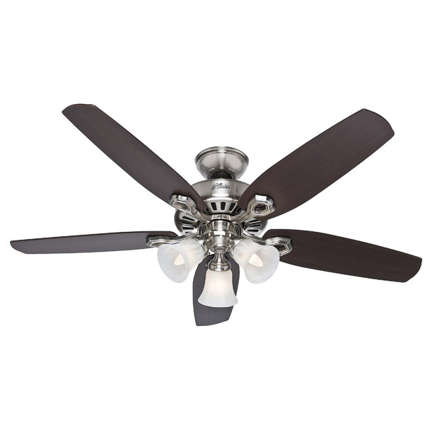 Hunter Builders Plus 52 In. Brushed Nickel Ceiling Fan with Light Kit 53237