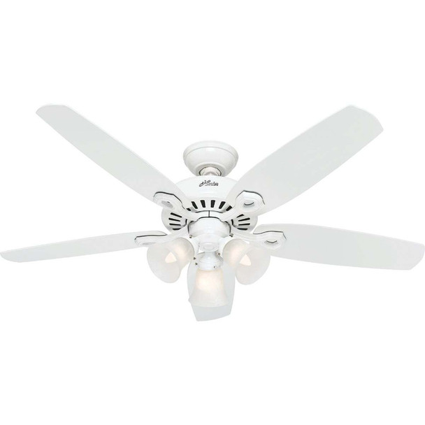 Hunter Builders Plus 52 In. White Ceiling Fan with Light Kit 53236