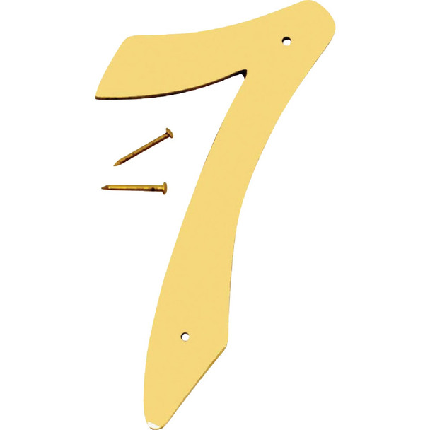 Hy-Ko 4 In. Polished Brass House Number Seven BR-40/7