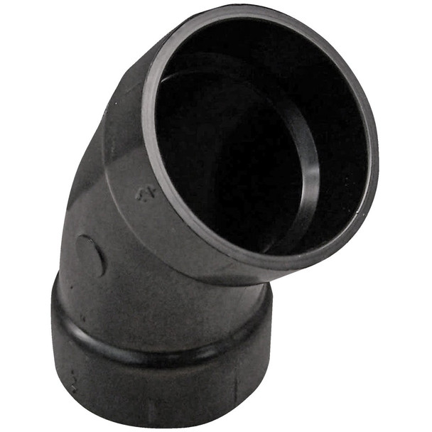 Charlotte Pipe 2 In. Hub x Hub 45 Deg. ABS Elbow (1/8 Bend) ABS 00321  0800HA