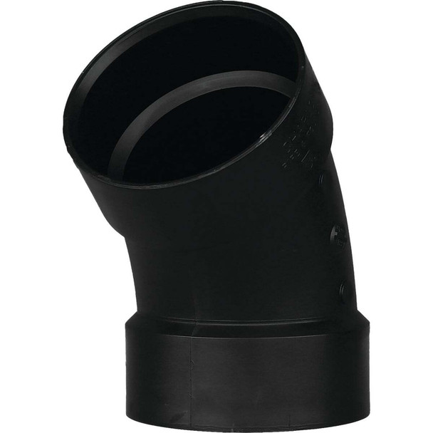 Charlotte Pipe 4 In. Hub x Hub 45 Deg. ABS Elbow (1/8 Bend) ABS 00321  1200HA