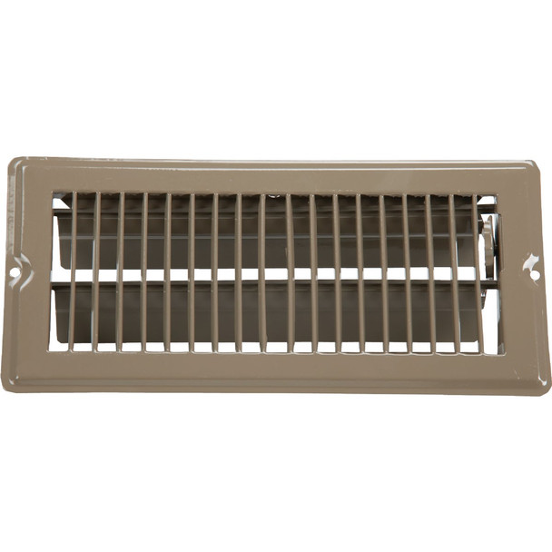 United States Hardware 4 In. x 10 In. x 11/16 In. Brown Steel Floor Register