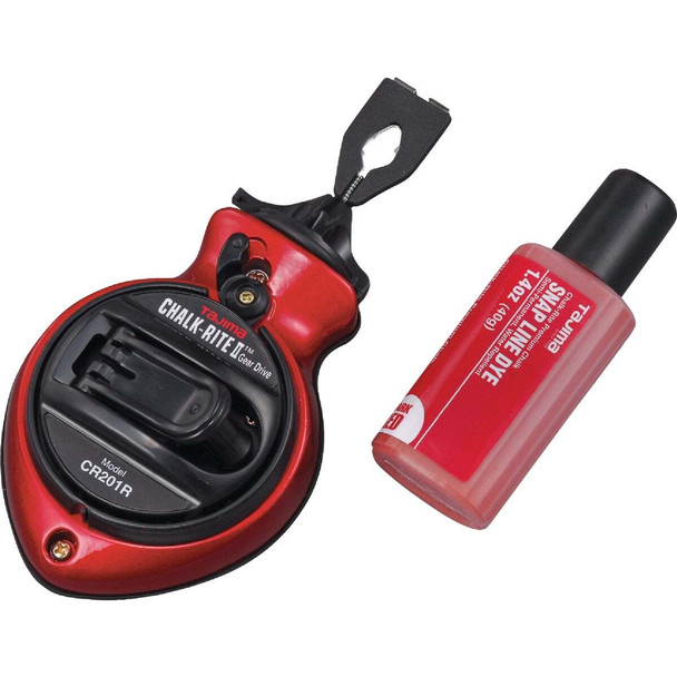 Tajima Chalk-Rite II 100 Ft. Extra Bold Chalk Line Reel and Chalk, Red CR201R-PR