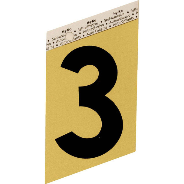 Hy-Ko Aluminum 3-1/2 In. Non-Reflective Adhesive Number Three GG-25/3 Pack of 10