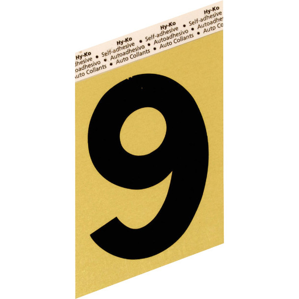Hy-Ko Aluminum 3-1/2 In. Non-Reflective Adhesive Number Nine GG-25/9 Pack of 10