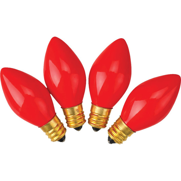 Holiday Wonderland C9 Red Ceramic 125V Replacement Light Bulb (4-Pack) 900893