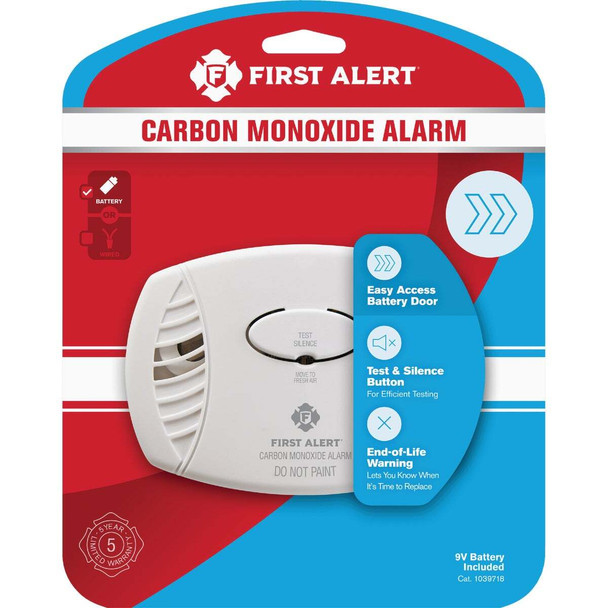 First Alert CO400 Battery Operated 9V Electrochemical Carbon Monoxide Alarm