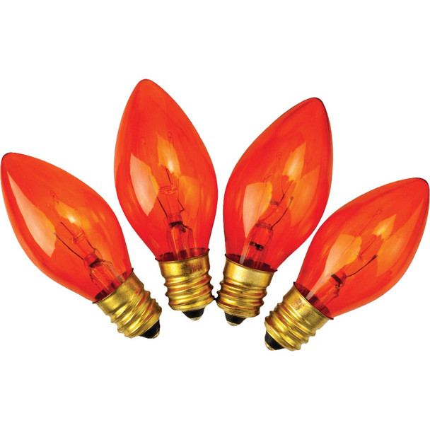 Home Impressions C7 Orange Transparent 125V Replacement Light Bulb (4-Pack)