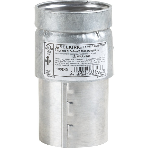 SELKIRK RV 3 In. Draft Hood Connector 103240