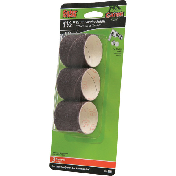 Gator Blade 1-1/2 In. x 1-1/2 In. 50 Grit Drum Sander Refills (3-Pack) 6088GA